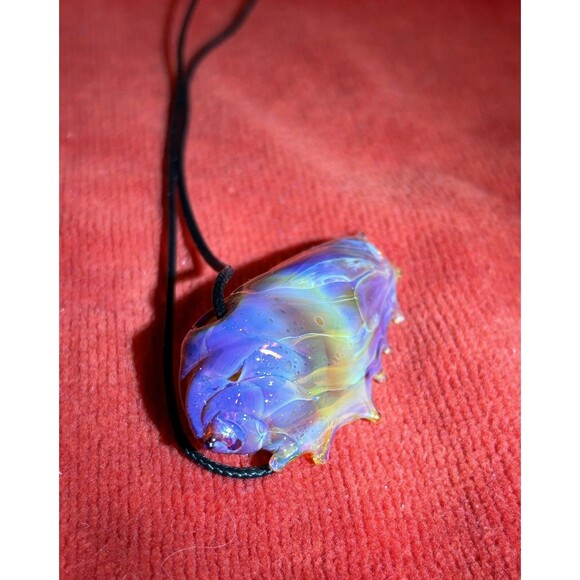 Lampwork Sea shell Multi-colored Glass pendant Necklace NEW - Picture 10 of 11